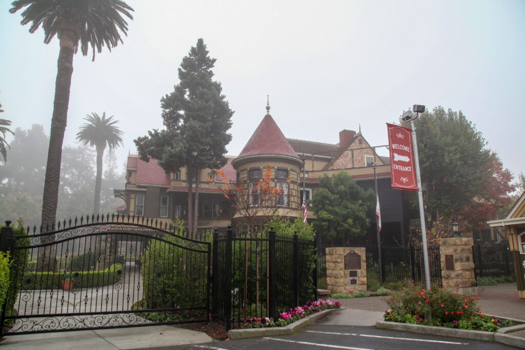 Outside the famouse Winchester Ghost House in California